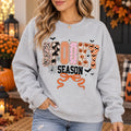 Cute Coquette Ghost & Pumpkin Graphic Spooky Season Top, Retro Fall Halloween Apparel for Women