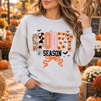 Cute Coquette Ghost & Pumpkin Graphic Spooky Season Top, Retro Fall Halloween Apparel for Women