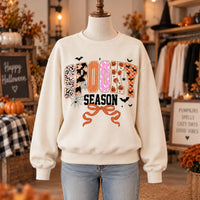 Cute Coquette Ghost & Pumpkin Graphic Spooky Season Top, Retro Fall Halloween Apparel for Women