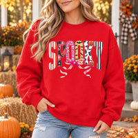 Cute Coquette Halloween Sweatshirt Retro Spooky Bow Fall Graphic Pullover