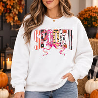 Cute Coquette Halloween Sweatshirt Retro Spooky Bow Fall Graphic Pullover
