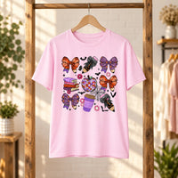Cute Coquette Halloween Teacher T-Shirt Spooky Classroom Fall Graphic Tee