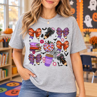 Cute Coquette Halloween Teacher T-Shirt Spooky Classroom Fall Graphic Tee