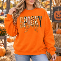 Cute Coquette Spooky Halloween Graphic Pullover Sweatshirt Retro Bow Fall Casual Top