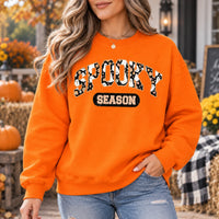 Cute Floral Ghost Spooky Season Sweatshirt Women Retro Varsity Halloween Crewneck Fall Graphic Top