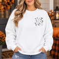 Ghost and Bats Pocket Print Sweatshirt, Minimalist Halloween Graphic, Spooky Season Fall Outfit