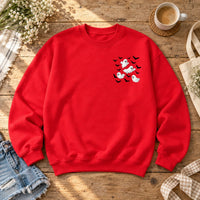 Cute Ghost and Bats Pocket Print Sweatshirt Fall Spooky Season Minimalist Halloween Pullover Top for Women