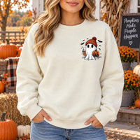 Cute Ghost Halloween Sweatshirt, Pumpkin Beanie Ghost