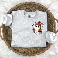 Cute Ghost Halloween Sweatshirt, Pumpkin Beanie Ghost