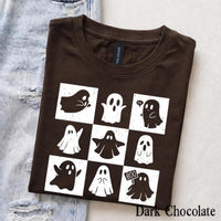 Cute Ghost Halloween T-Shirt Spooky Season Ghost Lover Fall Aesthetic Women Retro