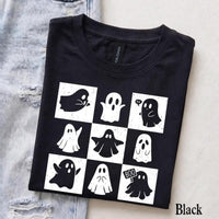 Cute Ghost Halloween T-Shirt Spooky Season Ghost Lover Fall Aesthetic Women Retro