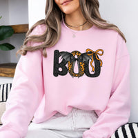 Cute Halloween Boo Bat Bow Sweatshirt and T-Shirt Spooky Season Women Coquette