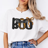 Cute Halloween Boo Bat Bow Sweatshirt and T-Shirt Spooky Season Women Coquette