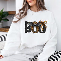 Cute Halloween Boo Bat Bow Sweatshirt and T-Shirt Spooky Season Women Coquette