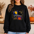 Cute Halloween Sweatshirt BOO Black Cat Pumpkin Witch Moon Graphic for Women