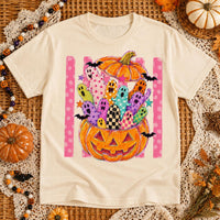 Cute Halloween Sweatshirt Colorful Ghost Pumpkin Design Halloween Fall Women Cute Doodle Style