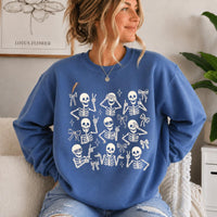 Cute Skeleton Coquette Sweatshirt, Funny Dancing Skeleton, Spooky Season Bow Graphic Gift for Women
