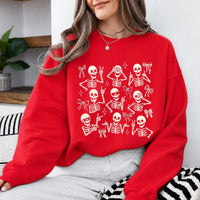 Cute Skeleton Coquette Sweatshirt, Funny Dancing Skeleton, Spooky Season Bow Graphic Gift for Women