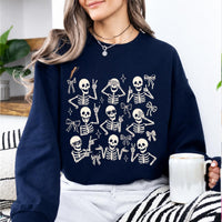 Cute Skeleton Coquette Sweatshirt, Funny Dancing Skeleton, Spooky Season Bow Graphic Gift for Women