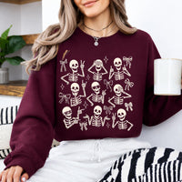 Cute Skeleton Coquette Sweatshirt, Funny Dancing Skeleton, Spooky Season Bow Graphic Gift for Women