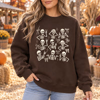 Cute Skeleton Coquette Sweatshirt, Funny Dancing Skeleton, Spooky Season Bow Graphic Gift for Women