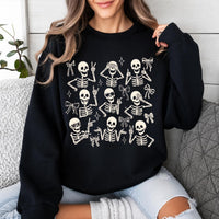 Cute Skeleton Coquette Sweatshirt, Funny Dancing Skeleton, Spooky Season Bow Graphic Gift for Women