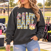 Cute Softball Mom Game Day Play Ball Sweatshirt Bow Sports Season