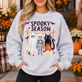 Spooky Season Ghost Skeleton Black Cat Sweatshirt, Retro Pastel Halloween Graphic, Fall Outfit