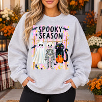 Cute Spooky Season Halloween Tops Retro Ghost Skeleton Black Cat Graphic Apparel for Fall Women