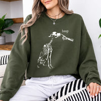 Dog Lover Halloween Sweatshirt, Boop Skeleton Dog, Spooky Pet Lover, Women Minimalist