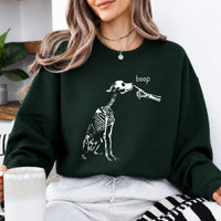 Dog Lover Halloween Sweatshirt, Boop Skeleton Dog, Spooky Pet Lover, Women Minimalist