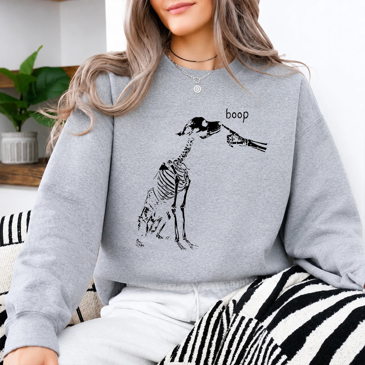 Dog Mom Halloween Sweatshirt Boop Skeleton Dog Dog Lover Women Minimalist