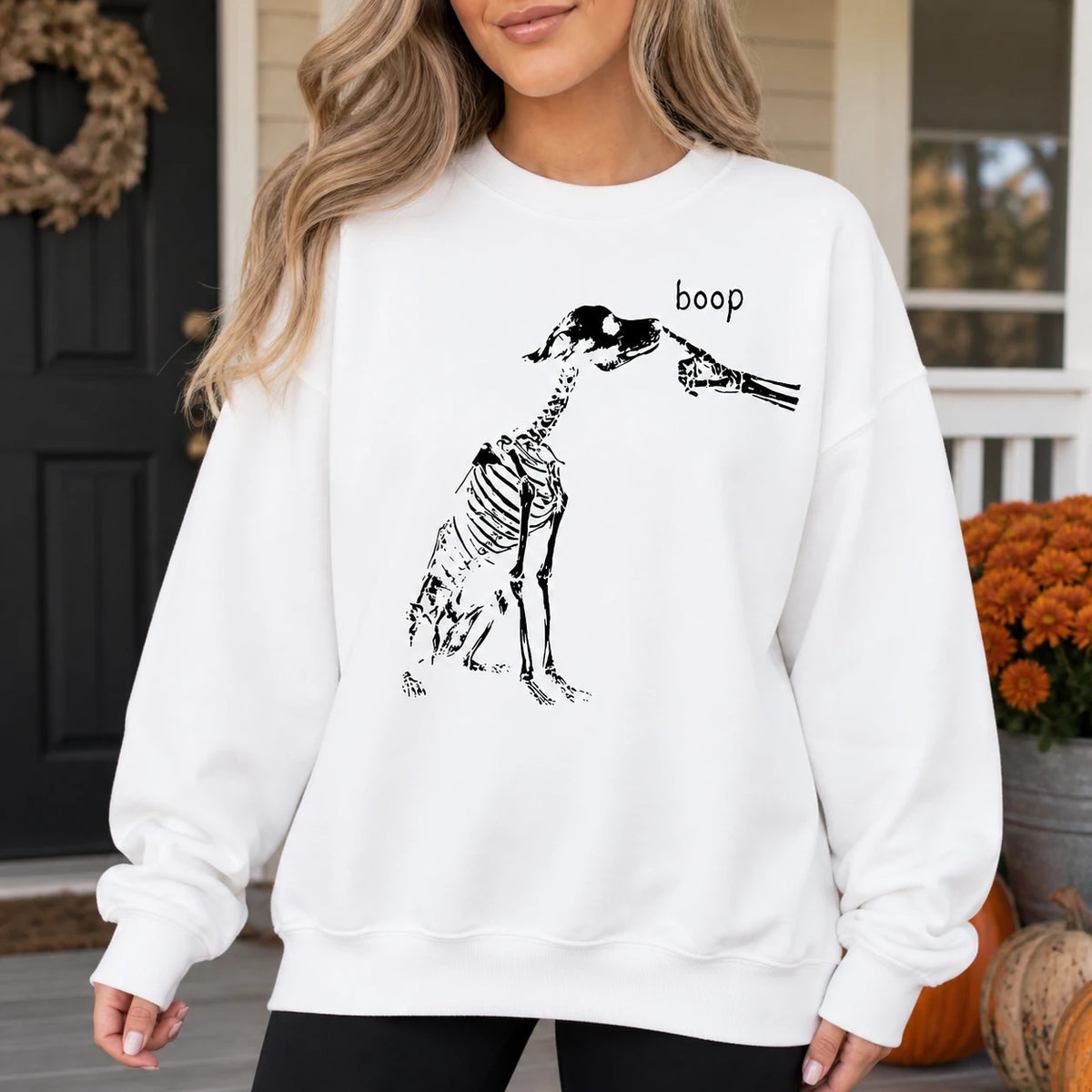 Dog Mom Halloween Sweatshirt Boop Skeleton Dog Dog Lover Women Minimalist