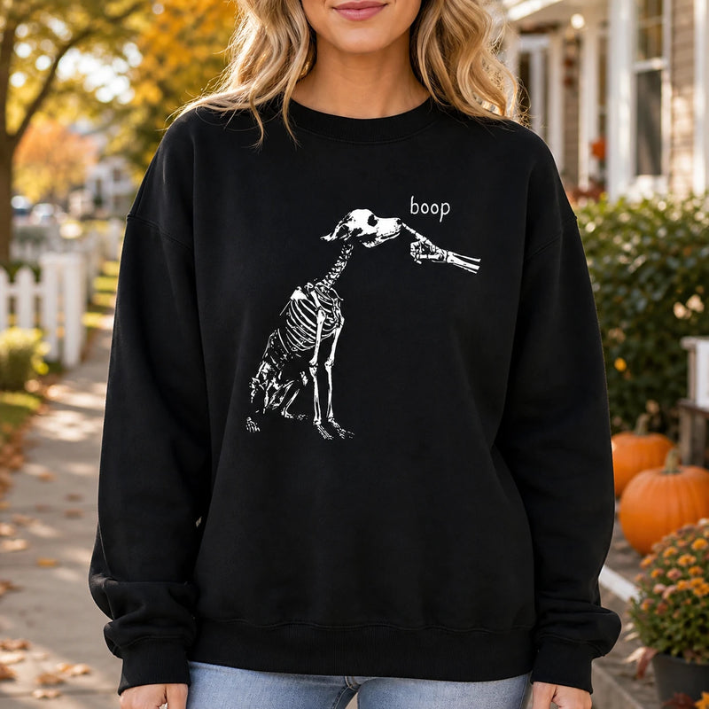 Dog Mom Halloween Sweatshirt Boop Skeleton Dog Dog Lover Women Minimalist