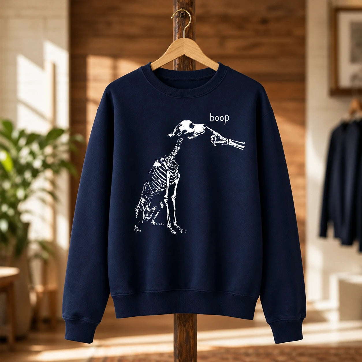 Dog Mom Halloween Sweatshirt Boop Skeleton Dog Dog Lover Women Minimalist