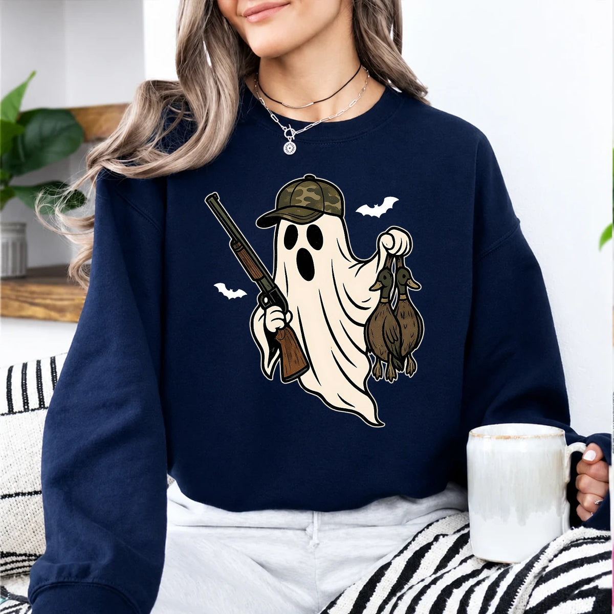 Duck Hunting Ghost Camo Ghost Hunter Sweatshirt Halloween Hunting Women Cute Spooky Vintage Design