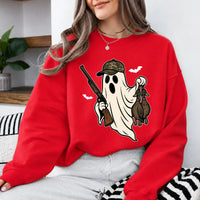 Duck Hunting Ghost Halloween Sweatshirt for Women, Camo Ghost Hunter Spooky Outdoors Pullover