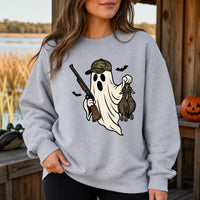 Duck Hunting Ghost Halloween Sweatshirt for Women, Camo Ghost Hunter Spooky Outdoors Pullover