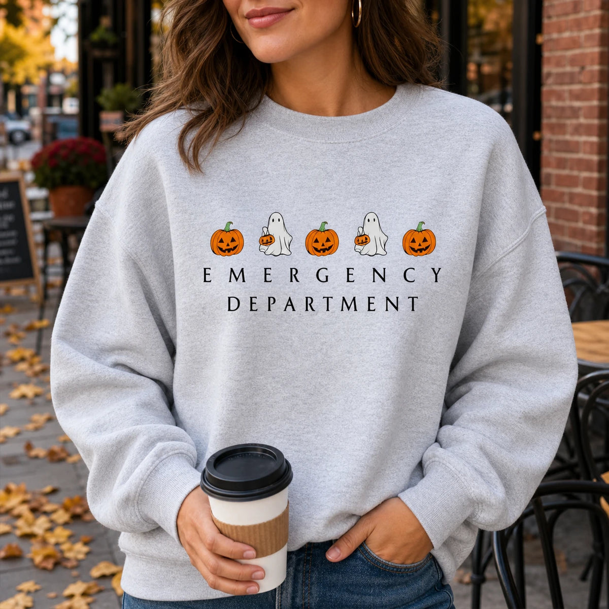 Emergency Department Ghost Halloween Shirt for ER Nurse RN CNA Healthcare Workers Cute Spooky Design