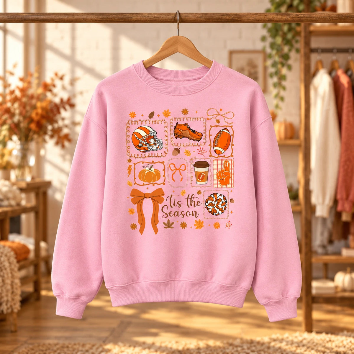Fall Football Game Day Sweatshirt for Women Tis The Season Autumn Coquette Graphic