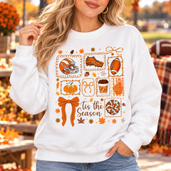 Fall Football Game Day Sweatshirt for Women Tis The Season Autumn Coquette Graphic