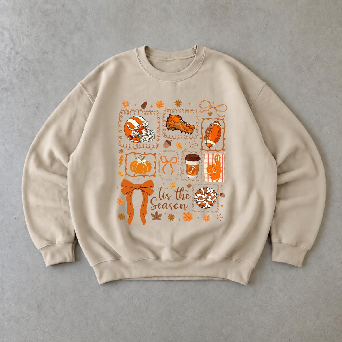Fall Football Game Day Sweatshirt Tis The Season Autumn Football Season Unisex Cute Coquette Graphic