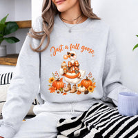 Fall Goose Apparel Just a Fall Goose Sweatshirt and T-Shirt Pumpkin Season Women Cute Autumn Design
