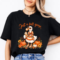 Fall Goose Apparel Just a Fall Goose Sweatshirt and T-Shirt Pumpkin Season Women Cute Autumn Design
