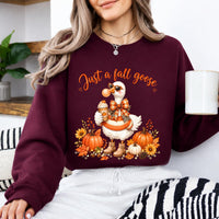 Fall Goose Apparel Just a Fall Goose Sweatshirt and T-Shirt Pumpkin Season Women Cute Autumn Design