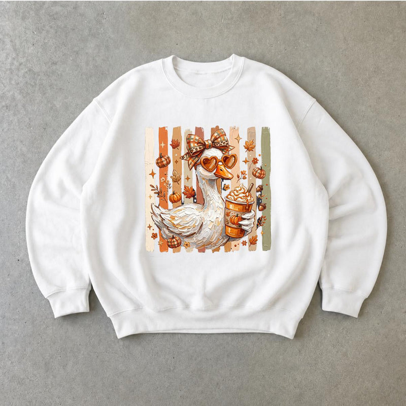 Fall Goose Sweatshirt Pumpkin Spice Coffee Goose Graphic Cute Autumn Women Coquette Vintage