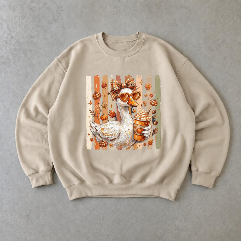 Fall Goose Sweatshirt Pumpkin Spice Coffee Goose Graphic Cute Autumn Women Coquette Vintage