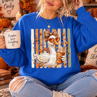 Fall Goose Sweatshirt Pumpkin Spice Coffee Goose Graphic Cute Autumn Women Coquette Vintage