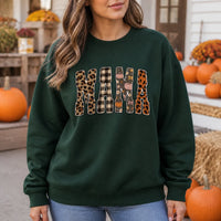 Fall Mama Sweatshirt, Leopard Pumpkin Patchwork Mom Graphic