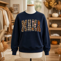 Fall Mama Sweatshirt, Leopard Pumpkin Patchwork Mom Graphic